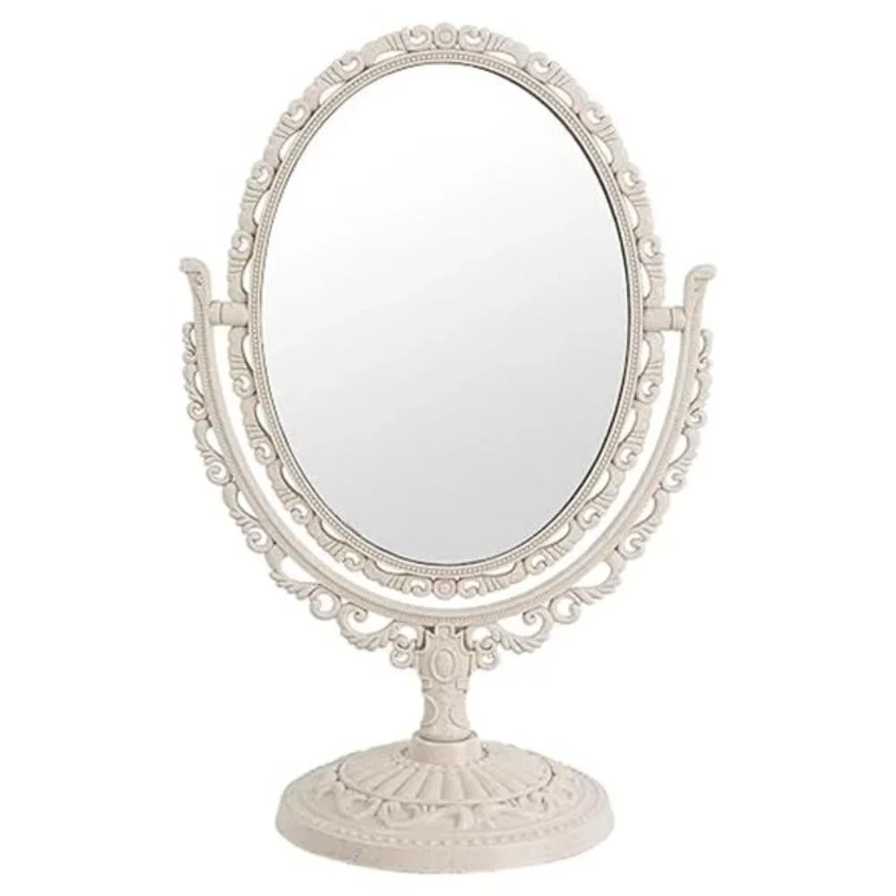 Vintage Vanity Mirror Shabby Chic Decor |360° Rotating Double-Sided Table Mirror